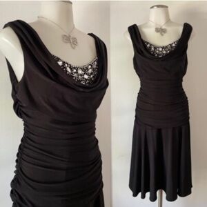 DRESS BARN Black Vintage 90s  Jeweled Neckline Sleeveless Corset   Dress 4 NWOT
